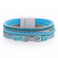 Wrap Bracelet, PU Leather, with Tibetan Style, multilayer & Unisex & with rhinestone, more colors for choice, 13mm, Length:Approx 7.63 Inch, Sold By PC