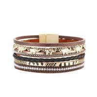 Wrap Bracelet, PU Leather, with Tibetan Style, multilayer & Unisex & with rhinestone, more colors for choice, 24mm, Length:Approx 7.56 Inch, Sold By PC