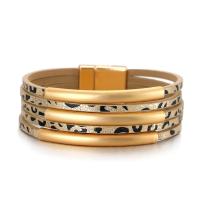 Wrap Bracelet, PU Leather, with Brass, multilayer & Unisex, more colors for choice, 15mm, Length:Approx 7.48 Inch, Sold By PC