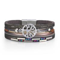 Wrap Bracelet, PU Leather, with Tibetan Style, multilayer & Unisex & with rhinestone, more colors for choice, 16mm, Length:Approx 7.8 Inch, Sold By PC