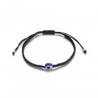 Evil Eye Jewelry Bracelet, Tibetan Style, with Artificial Fibre & Acrylic, Adjustable & fashion jewelry & Unisex, black, nickel, lead & cadmium free, Length:Approx 7.6 Inch, Sold By PC