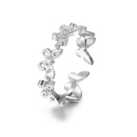 liga de zinco Cuff Ring Finger, joias de moda & para mulher & com strass, níquel, chumbo e cádmio livre, tamanho:7, vendido por PC