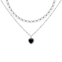 Zinklegierung Halskette, mit Kunststoff Perlen & Acryl, mit Verlängerungskettchen von 2.76inch, Herz, Modeschmuck & für Frau, frei von Nickel, Blei & Kadmium, Länge ca. 15.75 ZollInch, verkauft von PC