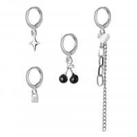 Zinc Alloy Earring Set silver color plated 4 pieces & fashion jewelry & for woman nickel lead & cadmium free Sold By Set