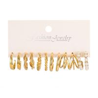 Zinklegierung Ohrring-Set, mit Kunststoff Perlen, goldfarben plattiert, 6 Stück & Modeschmuck & für Frau, frei von Nickel, Blei & Kadmium, verkauft von setzen