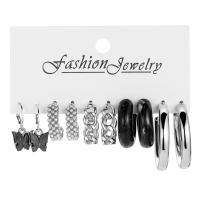 Zinklegierung Ohrring-Set, mit Kunststoff Perlen & Acryl, plattiert, 5 Stück & Modeschmuck & für Frau, keine, frei von Nickel, Blei & Kadmium, verkauft von setzen