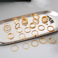 Cink Alloy Ring Set, Cink ötvözet, arany színű aranyozott, 18 darab & divat ékszerek & a nő, nikkel, ólom és kadmium mentes, Által értékesített Set