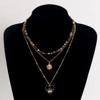 Mode-Multi-Layer-Halskette, Zinklegierung, mit Verlängerungskettchen von 5cm, goldfarben plattiert, drei Stücke & Modeschmuck & für Frau & Emaille, keine, 25mm, Länge:52 cm, verkauft von setzen