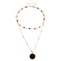Multi Layer Necklace, Tibetan Style, with Acrylic, with 10cm extender chain, gold color plated, Double Layer & fashion jewelry & evil eye pattern & for woman & enamel, multi-colored, 30mm, Length:52 cm, Sold By PC
