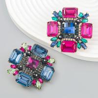 Rhinestone Earring, Tibetan Style, fashion jewelry & for woman & with rhinestone, more colors for choice, 52x52mm, Sold By PC
