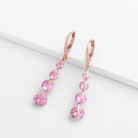 Cubic Zircon (CZ) Drop Earring Zinc Alloy Teardrop plated fashion jewelry & for woman & with cubic zirconia Sold By Pair