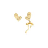 asymmetrische Ohrringe, Messing, hochwertige plattiert und nie verblassen, Modeschmuck & Micro pave Zirkonia & für Frau, Goldfarbe, 15x12x33mm, verkauft von Paar