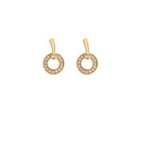 Tibetan Style Drop Earrings, Round, high quality plated, fashion jewelry & for woman & with rhinestone, gold, 12x19mm, Sold By Pair