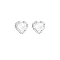 Brass Stud Earring, Heart, plated, fashion jewelry & for woman, silver color, 15x15mm, Sold By Pair