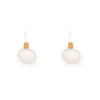 Fluffy Pom Pom Earrings Zinc Alloy with Wood high quality plated with fluffy ball & fashion jewelry & for woman gold Sold By Pair