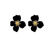 Tibetan Style Stud Earring, with Flocking Fabric, high quality plated, fashion jewelry & for woman, more colors for choice, 22x27mm, Sold By Pair