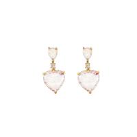 Zinc Alloy Drop Earrings Brass Heart high quality plated fashion jewelry & for woman & with cubic zirconia golden Sold By Pair