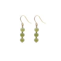 Natural Gemstone Earrings Malachite 14K gold-filled fashion jewelry & for woman 6mm Sold By Pair