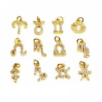 Cubic Zirconia Micro Pave Brass Pendant, gold color plated, Unisex & different styles for choice & micro pave cubic zirconia, more colors for choice, nickel, lead & cadmium free, Approx 5PCs/Bag, Sold By Bag