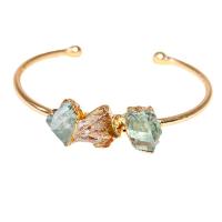 Bracelets quartz, perles de citrine, avec La fluorite verte & laiton, Placage de couleur d'or, pour femme, couleurs mélangées, 28x10mm, Diamètre intérieur:Environ 71mm, Vendu par PC