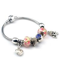 European Bracelet, Tibetan Style, with Resin, silver color plated, different length for choice & Unisex & with rhinestone, mixed colors, nickel, lead & cadmium free, Sold By PC