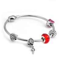 European Bracelet Zinc Alloy with Crystal silver color plated & Unisex & enamel red nickel lead & cadmium free Sold By PC