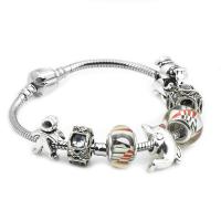 European Bracelet Zinc Alloy with Resin & Brass silver color plated & Unisex & with rhinestone mixed colors nickel lead & cadmium free Sold By PC