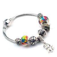 European Bracelet, Tibetan Style, with Resin, silver color plated, different length for choice & for woman, mixed colors, nickel, lead & cadmium free, Sold By PC