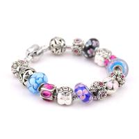 European Bracelet Zinc Alloy with Lampwork silver color plated & for woman & enamel & with rhinestone mixed colors nickel lead & cadmium free Sold By PC