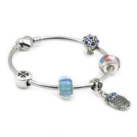 European Bracelet Zinc Alloy with Resin silver color plated & Unisex & enamel & with rhinestone mixed colors nickel lead & cadmium free Sold By PC