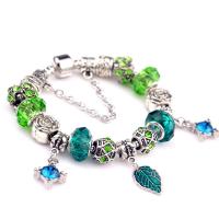 European Bracelet, Tibetan Style, with Crystal, silver color plated, different length for choice & Unisex & enamel & with rhinestone, mixed colors, nickel, lead & cadmium free, Sold By PC