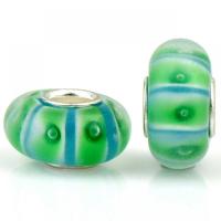 Lampwork European Beads with Iron Lantern silver color plated DIY green Approx Sold By Bag