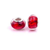 Resin European Beads with Iron Lantern silver color plated DIY red Approx Sold By Bag