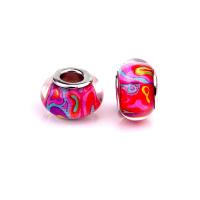 Resin European Beads, with Iron, Lantern, silver color plated, DIY, mixed colors, 9x14mm, Approx 100PCs/Bag, Sold By Bag