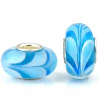 Lampwork European Beads with Iron Lantern silver color plated DIY light blue Approx Sold By Bag