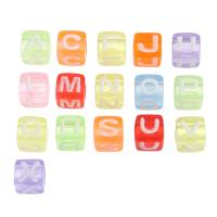 Alfabet Akryl perler, Square, du kan DIY & forskellige design til valg & emalje, flere farver til valg, 7x7x7mm, Hole:Ca. 4mm, Solgt af Bag