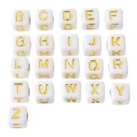 Alphabet Acryl Perlen, Quadrat, DIY & verschiedene Muster für Wahl & Emaille, keine, 8x8x8mm, Bohrung:ca. 4mm, verkauft von Tasche