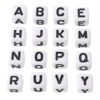 Alphabet Acryl Perlen, Quadrat, DIY & verschiedene Muster für Wahl & Emaille, keine, 8x8x8mm, Bohrung:ca. 4mm, verkauft von Tasche
