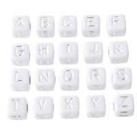 Alphabet Acrylic Beads, Square, DIY & different designs for choice & enamel, more colors for choice, 8x8x8mm, Hole:Approx 4mm, Sold By Bag