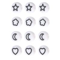 Acryl Schmuck Perlen, flache Runde, DIY & verschiedene Muster für Wahl & Emaille, keine, 7x7x3mm, Bohrung:ca. 1mm, verkauft von Tasche