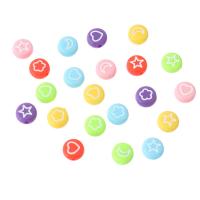 Acryl Schmuck Perlen, flache Runde, DIY & verschiedene Muster für Wahl & Emaille, keine, 7x7x4mm, Bohrung:ca. 1mm, verkauft von Tasche