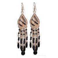 Fashion Fringe Earrings Zinc Alloy with Seedbead & Crystal gold color plated for woman & enamel nickel lead & cadmium free Sold By Pair