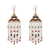 Fashion Fringe Earrings Zinc Alloy with Seedbead gold color plated folk style & for woman nickel lead & cadmium free Sold By Pair