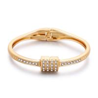 Zinc Alloy Bangle gold color plated & for woman & with rhinestone golden nickel lead & cadmium free 60mm Sold By PC