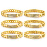 Bijoux de bracelet en alliage de zinc, Placage de couleur d'or, pour femme & avec strass, doré, protéger l'environnement, sans nickel, plomb et cadmium, 60mm, Vendu par PC