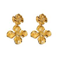 Zinc Alloy Drop Earrings Flower gold color plated for woman golden nickel lead & cadmium free Sold By Pair