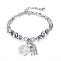Titanium Steel Bracelet & Bangle, with 1.57 extender chain, silver color plated, for woman, silver color, Length:7.1 Inch, Sold By PC