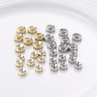 Brass Spacer Beads Flat Round 14K gold plated DIY & micro pave cubic zirconia nickel lead & cadmium free Sold By PC