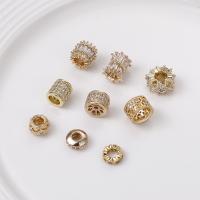 Entretoise de perles en laiton, Plaqué d'or 14K, DIY & styles différents pour le choix & pavé de micro zircon, doré, protéger l'environnement, sans nickel, plomb et cadmium, Vendu par PC
