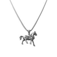 Титановые стали ожерелье, титан, Лошадь, полированный, ювелирные изделия моды & разные стили для выбора & Мужский, серебряный, 35x40mm, длина:Приблизительно 23.62 дюймовый, продается PC
